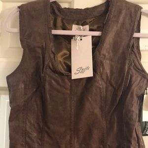 Brown leather dress